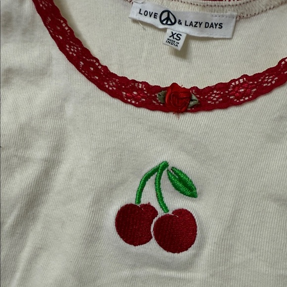 Cherry Embroidered Tank Top with Red Trim - Picture 3 of 3